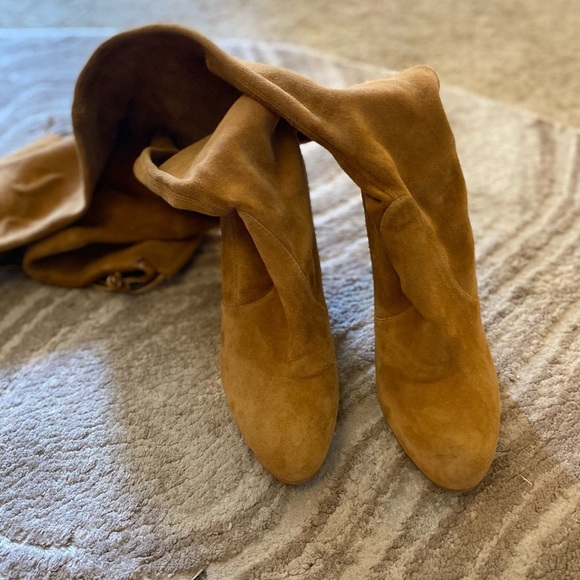 Stuart Weitzman Women’s Highland Suede Over the Knee Boots Fit 8.5 in Tan - Picture 9 of 13